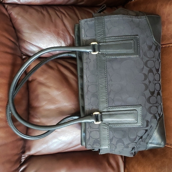 COACH 11063 Hampton Signature Black Canvas Carryall Tote - Picture 7 of 16